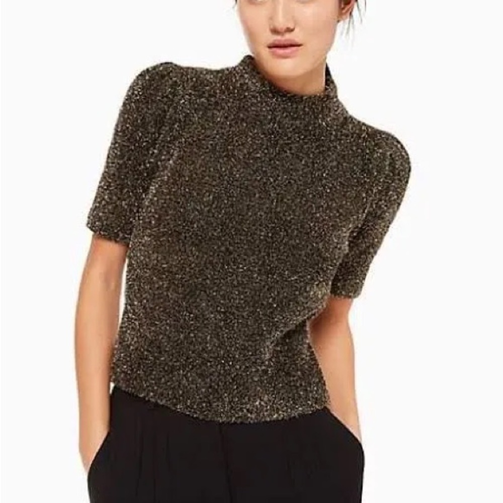 NWOT. kate spade Black & Gold Metallic Knit Top.